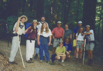 At the Sam McDonald trailhead (back: Tim Oren, Rich Allsop; front: Geoffrey Skinner, Joan Schwan, Pat Oren, Bob Kelly, Sue Kelly, Jennifer Jordan, Dave Croker; kneeling: Erica K., Scott Heeschen)--click
                      </a></td>
                    </tr>

                    <tr>
                      <td width=