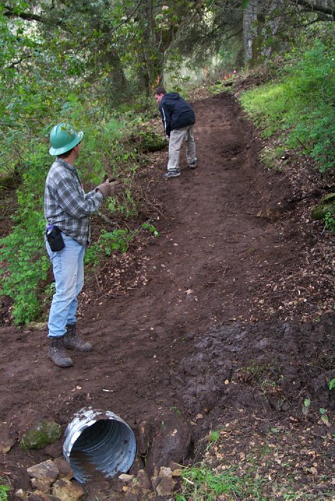 Dave C. and David M. on new trail (photo: Tim Oren)